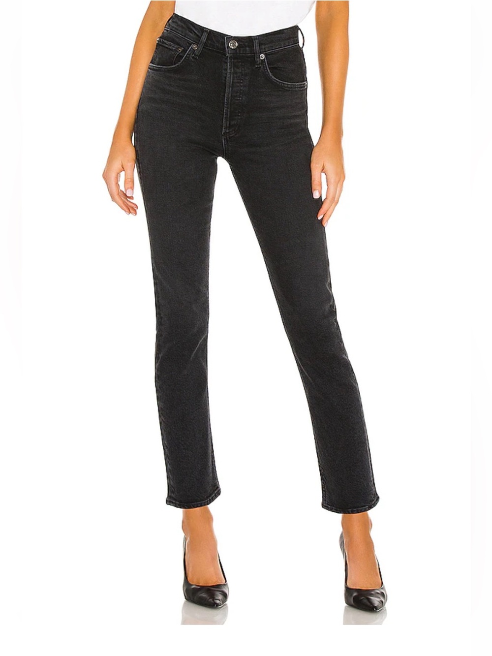 AGOLDE Riley High Rise Straight Crop Jeans in Panoramic Black- Size 29